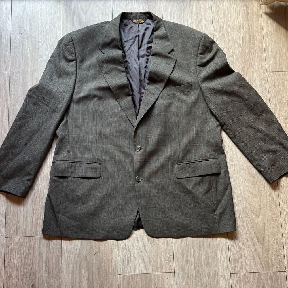 Brooks Brothers Blazer Sport Coat‎ Jacket Men XL/2xl Gray Wool Plaid No Size Tag